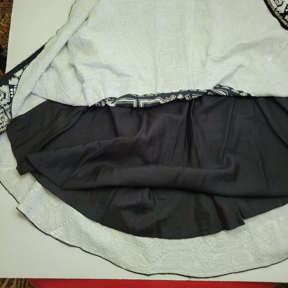 VTG Tiered Boho Skirt Beaded Applique Black & White Geometric Chico's 2 (US L) - Picture 8 of 9